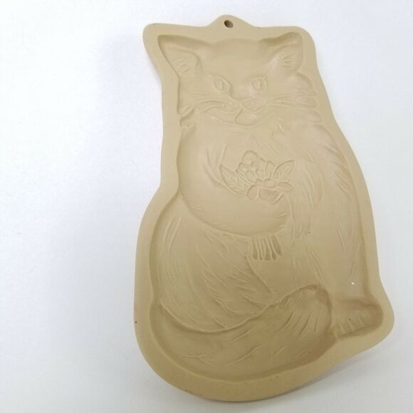 Brown Bag Cookie Art Mold 1983 Cat Holding Flowers Baking Cooking Kitchen Decor - Picture 6 of 8